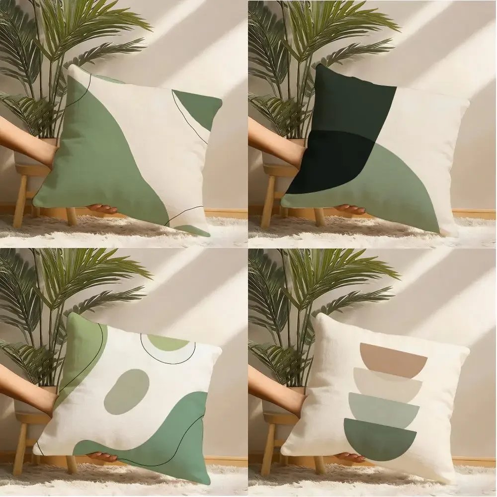 Morandi Abstract Line Cushion Cover Natural Linen Organic Fabric Double-Sided Printing Sofa Home Decor Gift Pillow Cover