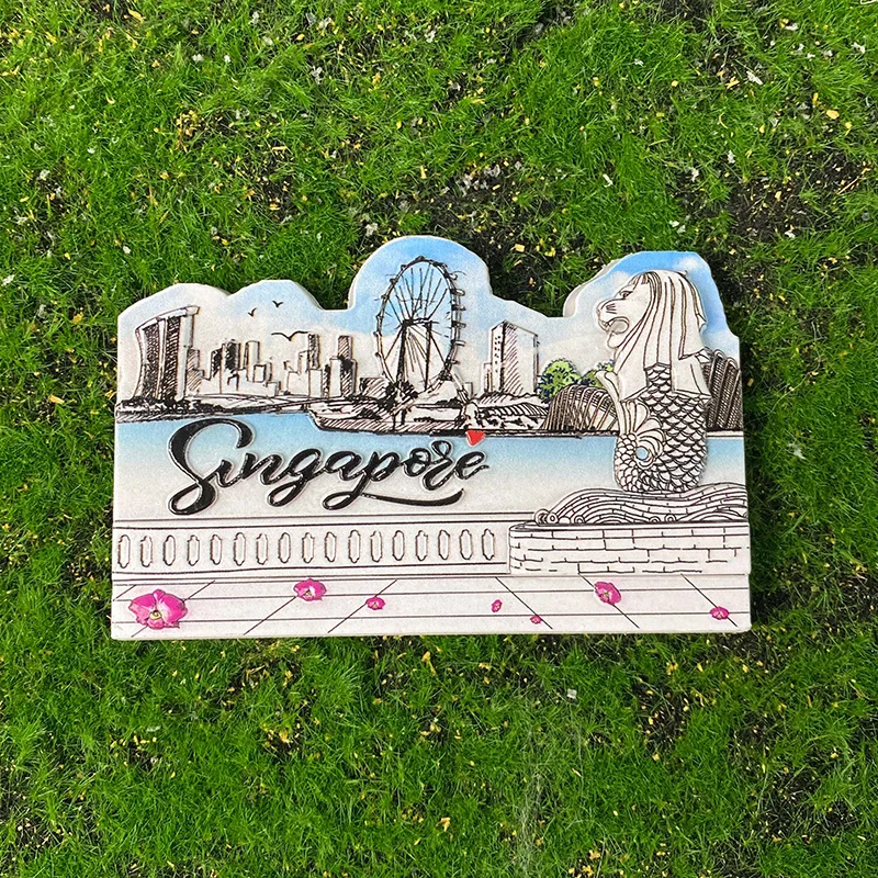 

Singapore City Architecture Merlion Cultural and Creative Home Decorations 3D Painted Magnetic Fridge Magnets Travel Souvenirs