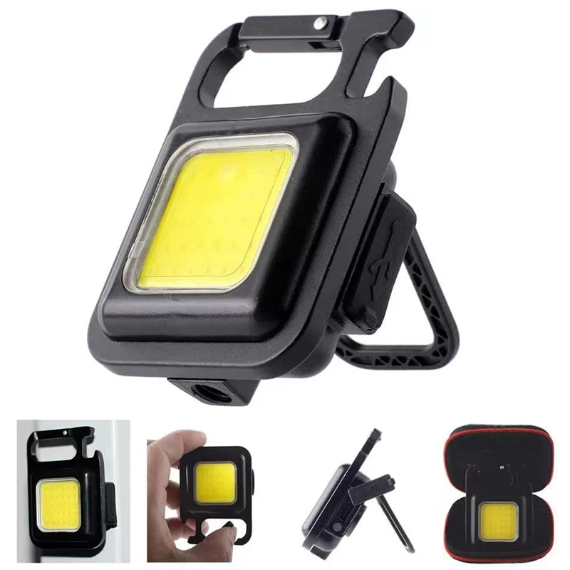 PACOONE Multifunctional Mini Glare COB Keychain Light USB Charging Emergency Lamps Strong Magnetic Repair Outdoor Camping Light