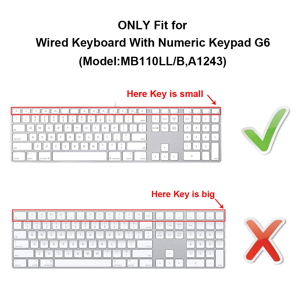 Logic Pro X Hot Key Design Keyboard Cover, US & EU, Apple Keyboard with Numeric Keypad, Wired USB, iMac G6 Desktop PC