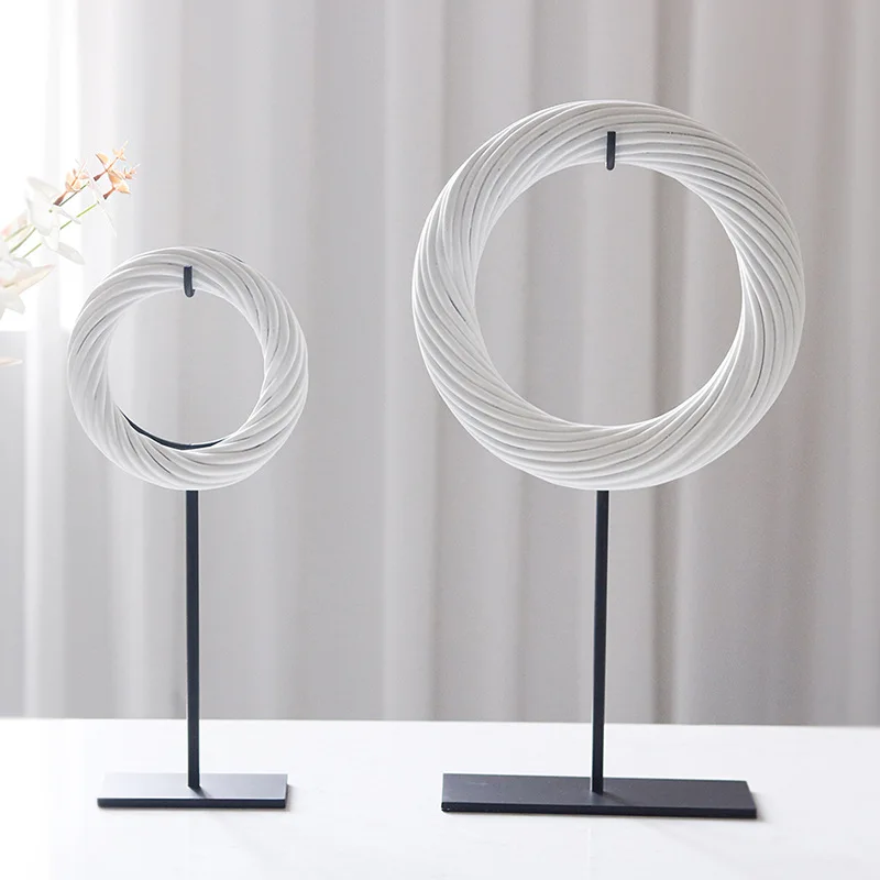 New Chinese modern creative twisted silk ring ornament model room study living room bogu frame entrance art decoration