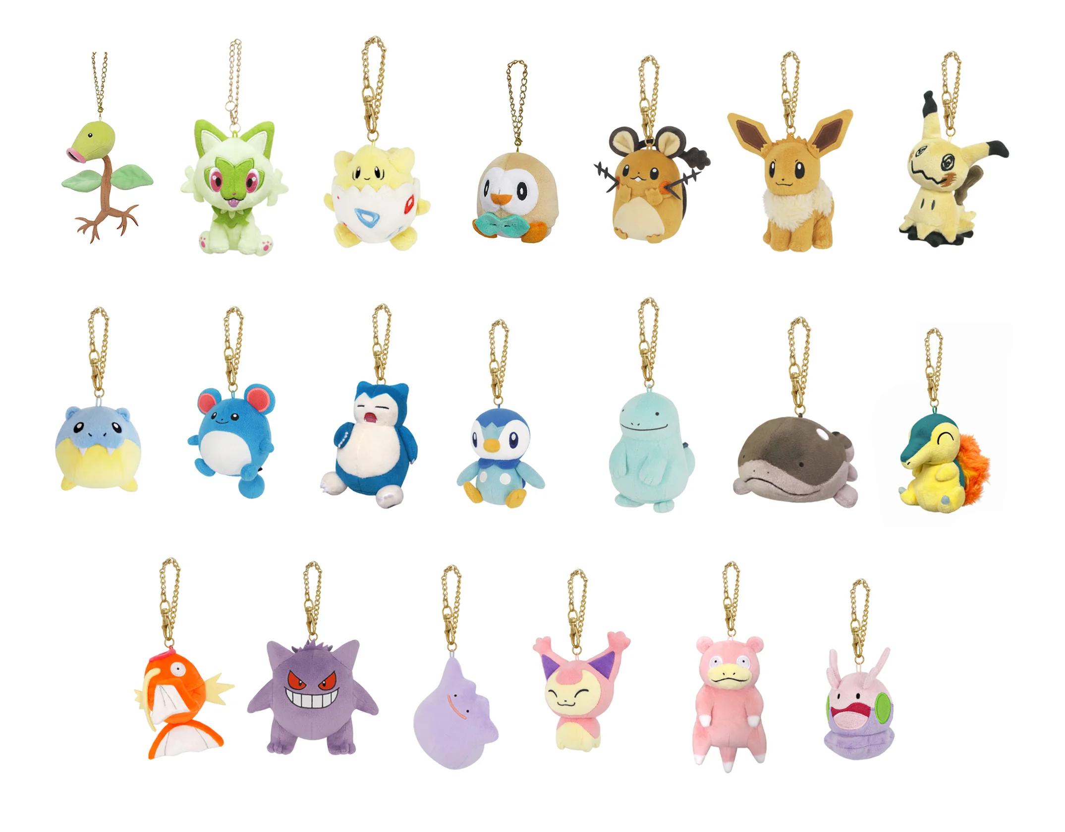 Pokémon Keychain - Cyndaquil Goomy Marill, Piplup Skitty Sprigatito Figure Cute Plush Keyrings Wholesale