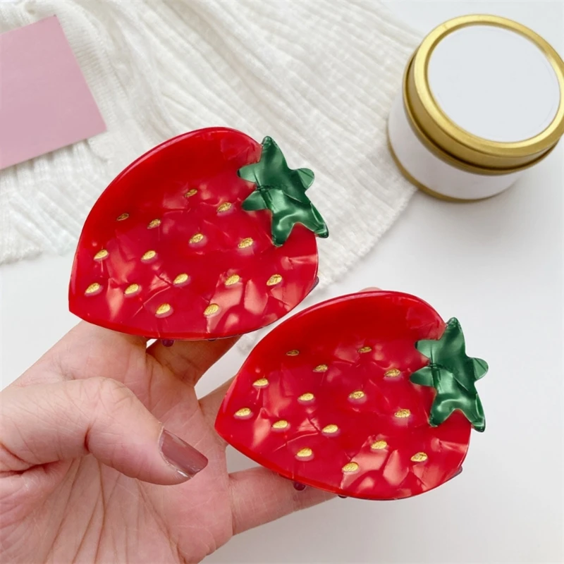 Temperament Strawberry Hair Claw Delicate Clip for Bride Wedding Ceremony