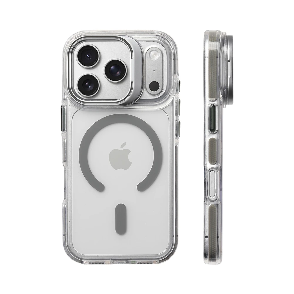 Luksusowe, odporne na wstrząsy, przezroczyste etui z magnetycznym mocowaniem do iPhone 18 17 Pro Max 16 15 14 13 12 Plus, kompatybilne z Magsafe, z ochroną obiektywu i funkcją stojaka. — zdjęcie produktu 3