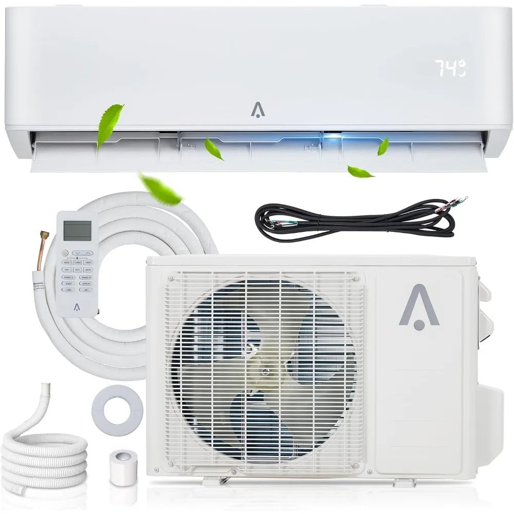 BTUs pemindah AC/sistem pemanas, Inverter Mini 23 SEER2 terpisah, pemasangan dinding pompa panas, Mini tanpa pipa 12000