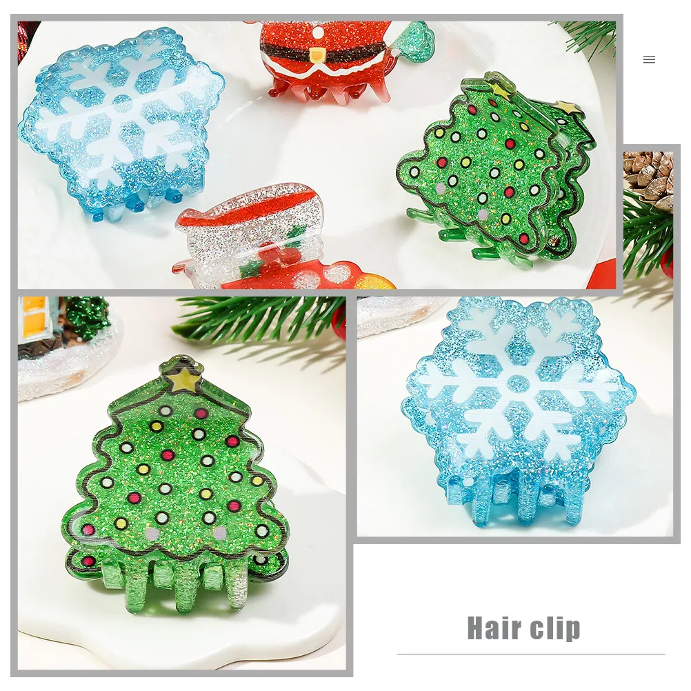 

5Pcs Womens Hair Clips Christmas Themed Small Claw Clips Adorable Festive Hair Accessories for Prom Wedding Birthday Daily