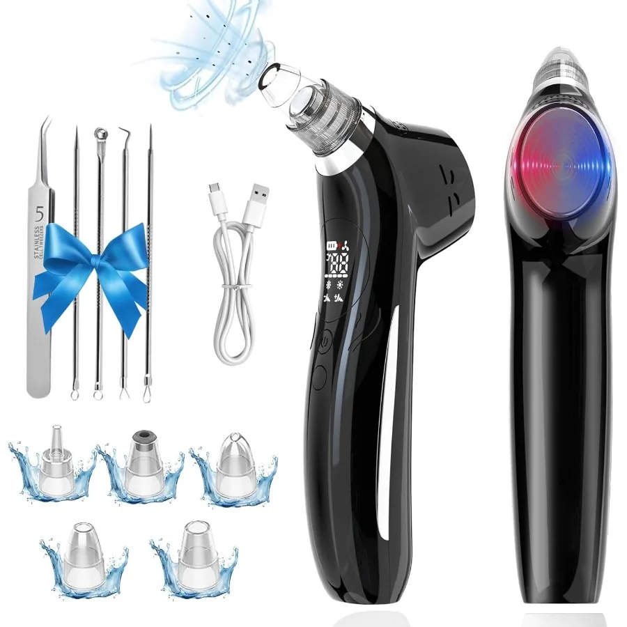 

Black Remover Vacuum Face Suction Pore Cleaner with HotCold Compress PositiveNegative Ion Massage Nose White Remover Pimple Suc