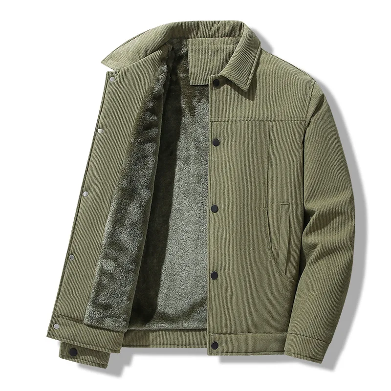 New Fashion Men Winter Corduroy Casual Jackets Male Fleece Warm Parkas Down Jackets Quality Man Cargo Coats Tooling Jackets 5XL