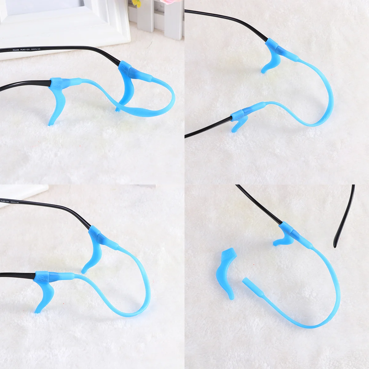 

6Set Kids Silicone Eyeglasses Strap Ear Grip Hook Anti Slip Retainer Cord Holder 3 Colors Black Purple Blue Suitable Indoor