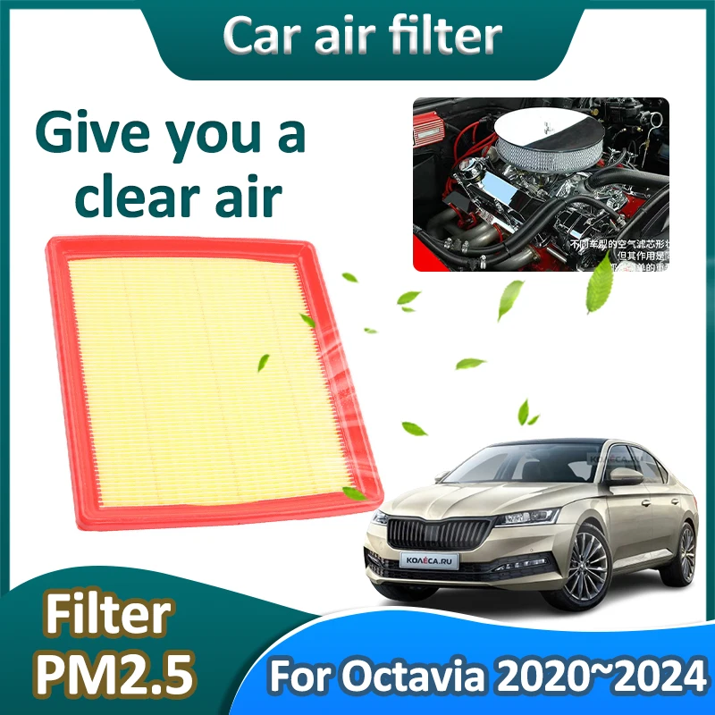 

For Skoda Octavia Pro 2020~2024 NX MK4 2023 Auto Filter Element Purification Vehicle Head Purifier Breathe Fresh Car Accessories