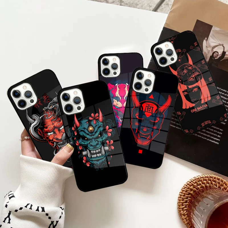 Japanese Samurai Oni Mask Phone Case Strong Magnetic for iPhone 15 16 14 13 Pro Max 11 12 Mini Magsafe Wireless Charging Cover