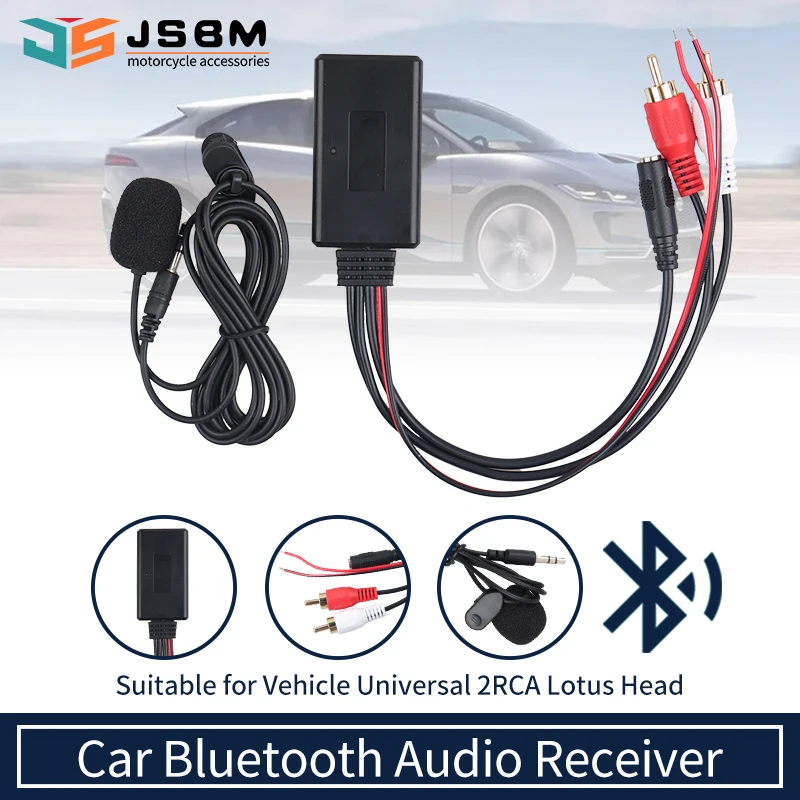 

JSBM Bluetooth AUX Module 2RCA Interface Audio Cable Adapter With HandsFree Microphone Universal For Car Sound Box Music Adapter