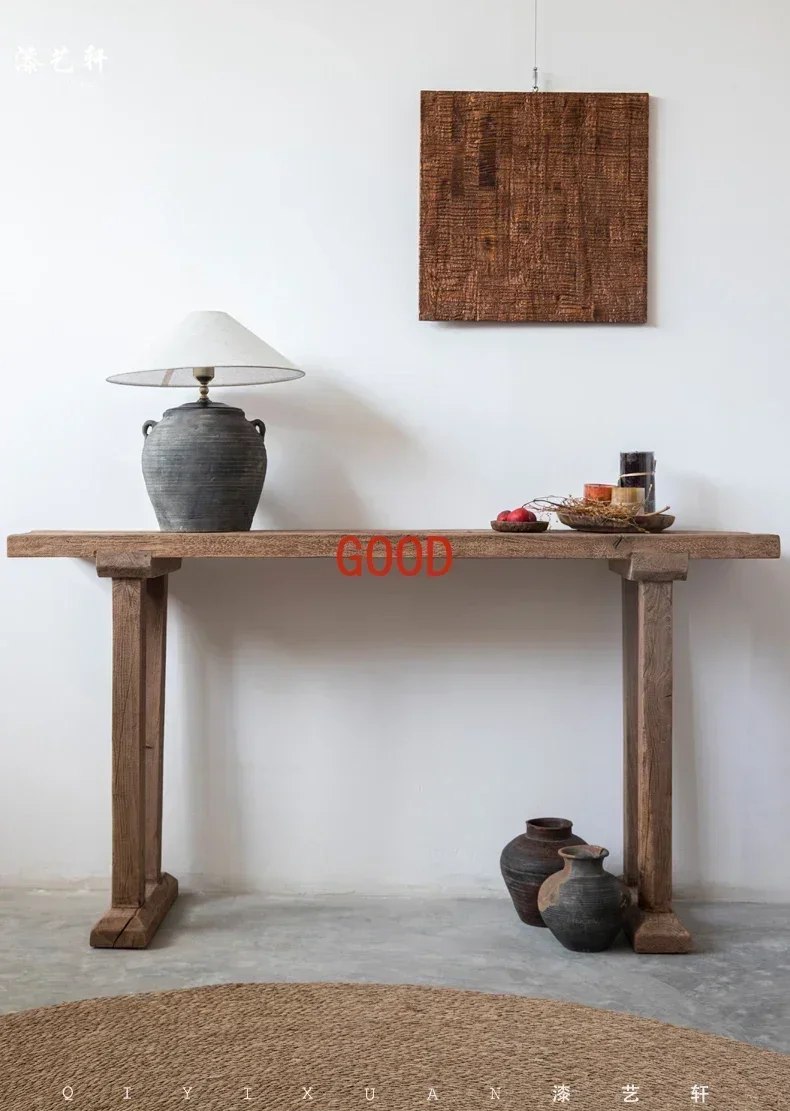 Zen Chinese Ancient B & B Hall Long Desk Solid Wood Strip Desk Hallway Buddha Niche Table