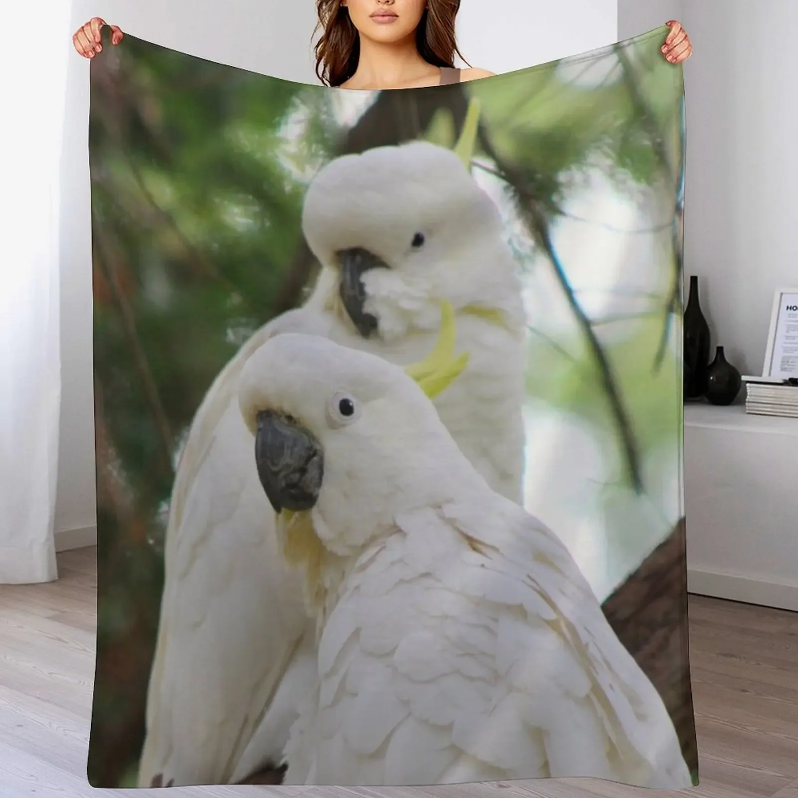 Sulphur Crested Cockatoos in Sydney Throw Blanket Cozy Light Blanket for Travel Camping Picnic
