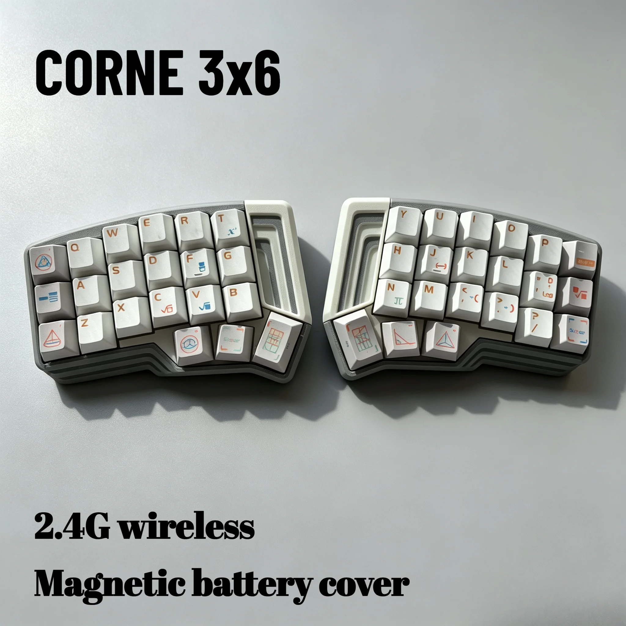 Corne36 Split Keyboard Kit with Magnetic Battery Cover 2.4G Wireless FDM Split Mechanical Keyboard Hot Swap VIAL Ergonomics