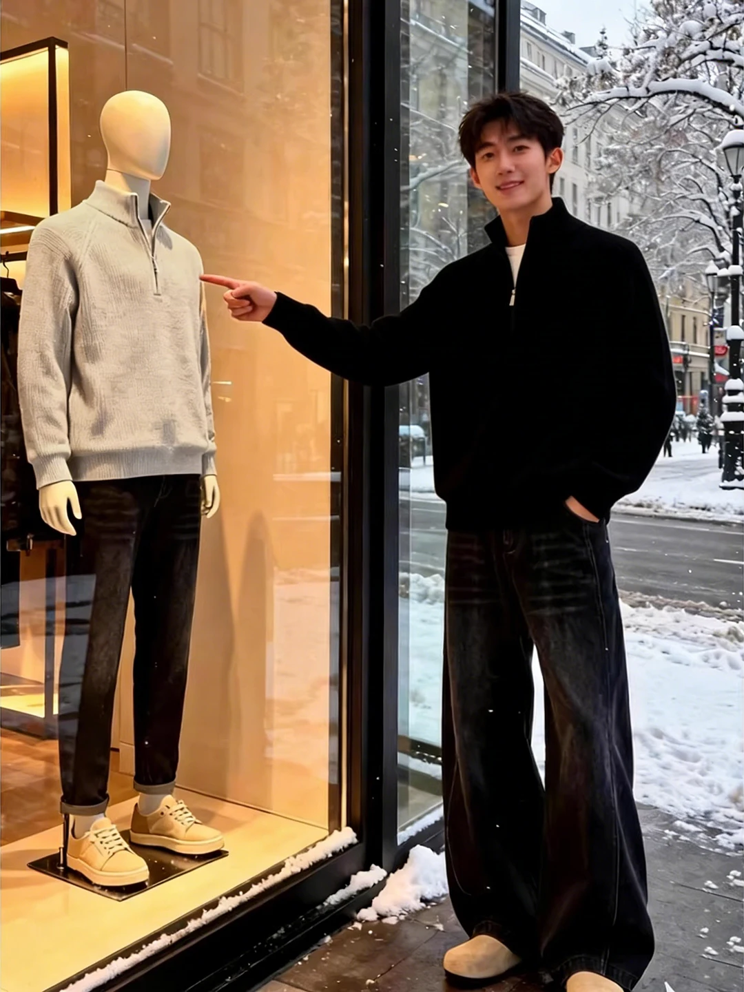 

Мужской зимний вязаный свитер Bla f Zip в корейском стиле, базовый слой для ношения под одеждой, топ с высоким воротником, премиум-класса, свитер-куртка