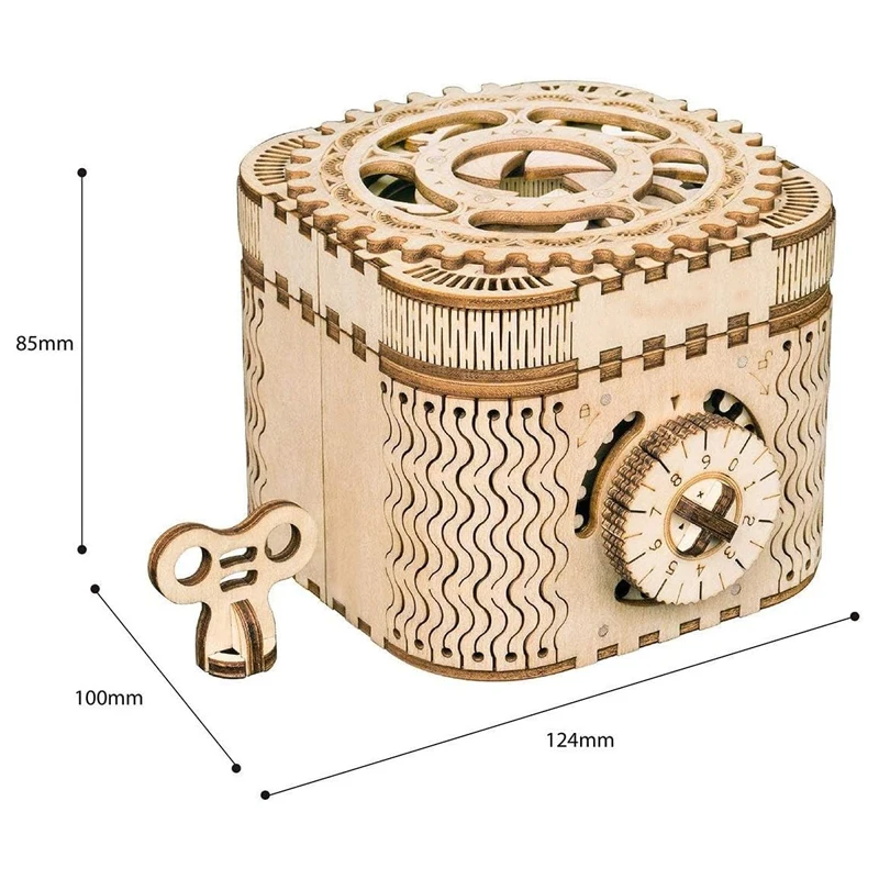 Puzzle in legno 3D Scatola del tesoro meccanica Modello Progetti rompicapo fai-da-te per giocattoli regalo di compleanno per ragazze di età superiore 14 anni per adulti