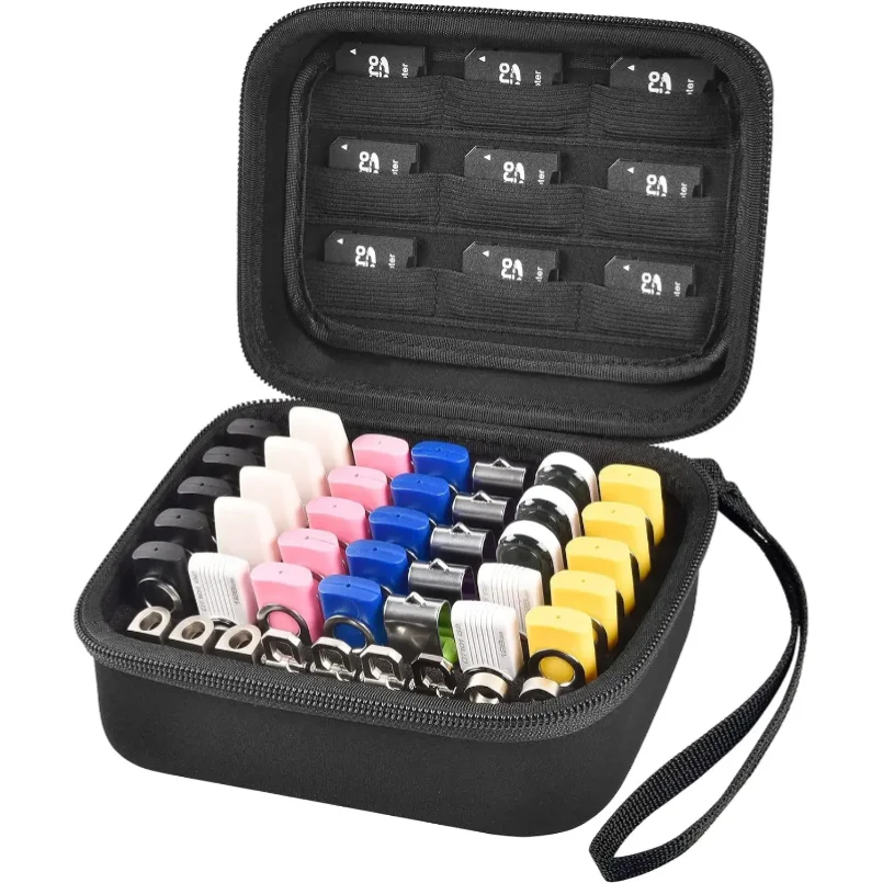 

USB Flash Drive Case, Thumb Drive, Memory Card SD SDXC SDHC Card Holder Organizer,Electronic Accessories Storage Bag for SanDisk