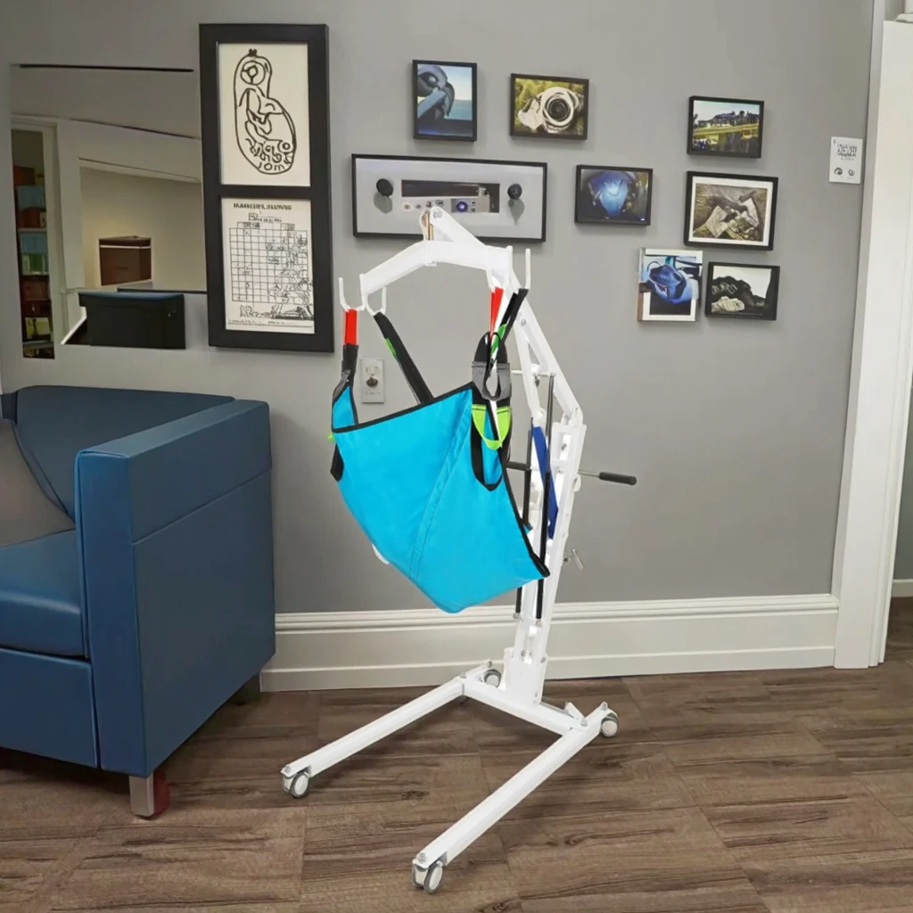 Coolfull Electric Displacement Machine with Standing Frame and Fall Prevention System and Training Aids for Hemiplegic Patients