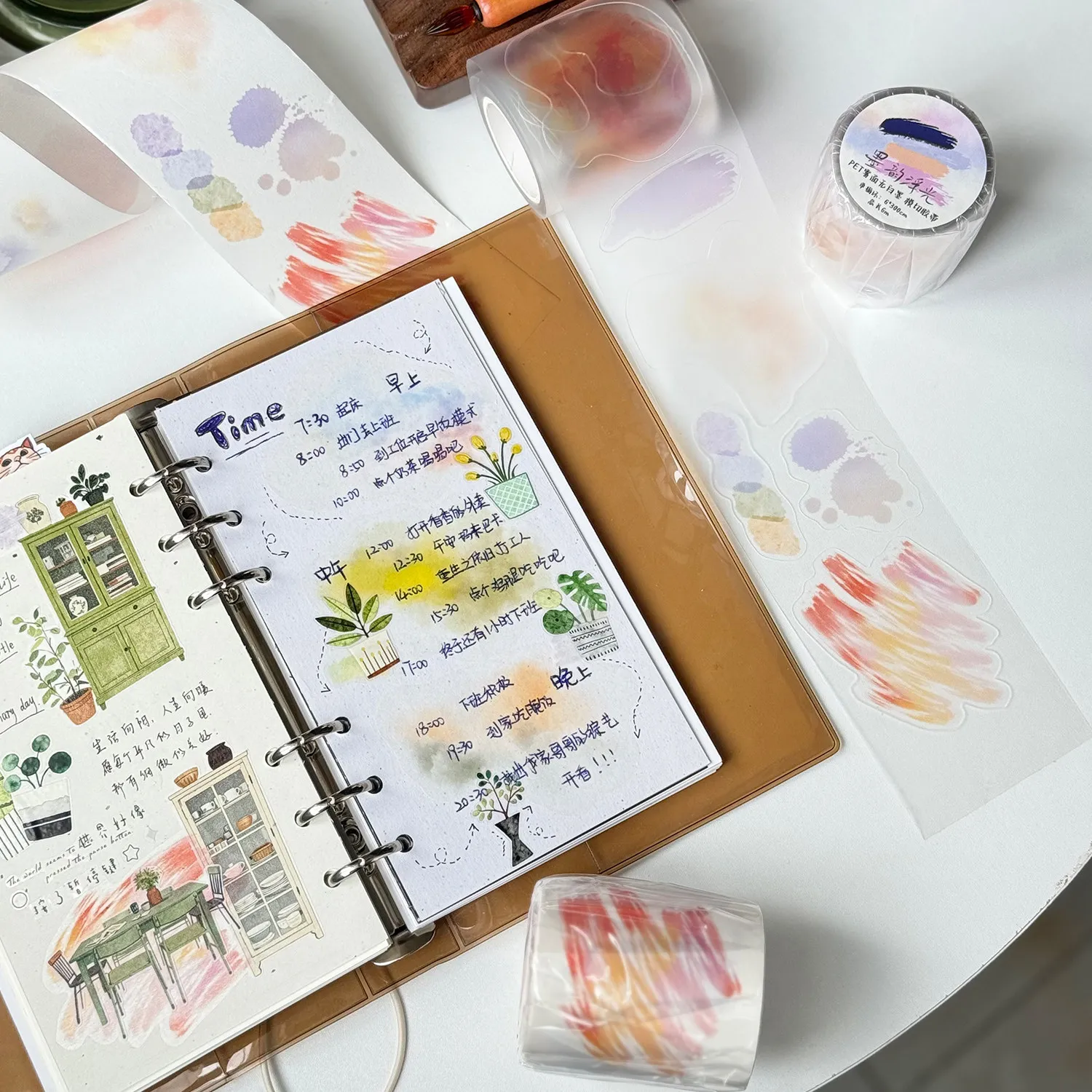 DengDeng Studio Vintage Ink Floating Colors Washi Paper Tape for Card Making DIY Scrapbooking Plan Decorative Sticker