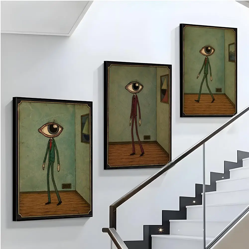 Retro Creative Big-eyed Gentleman Poster Home Living Bed Room Bar Hallway Sticky Wall Printing Waterproof Aesthetic Decor