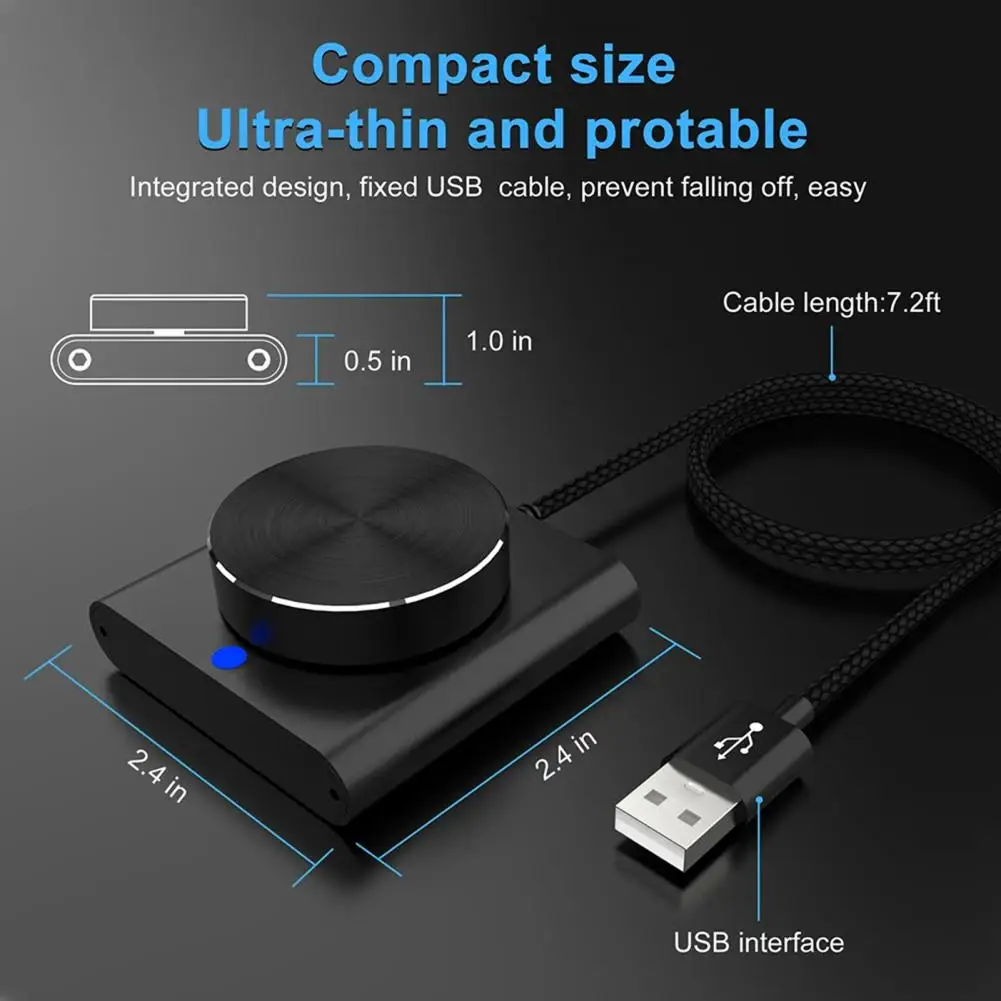 Usb Volume Control Knob Audio Controller Non-slip Base Usb Volume Controller Knob Digital Speaker Adjuster Pc Laptop for Windows