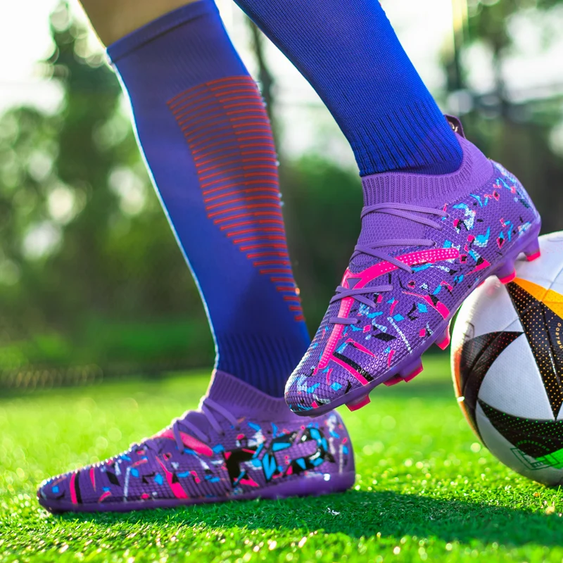 

Professional AG/TF Men Soccer Shoes Anti-Skid Male Football Boots Long Nails Kids Grass Field Training Ankle Soccer Sneakers