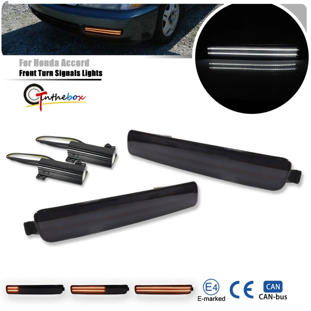 

Switchback White & Dynamic Amber LED Front DRL Parking Lights Turn Signal Lights For Honda Accord 2D Coupe / 4D Sedan 1996 1997
