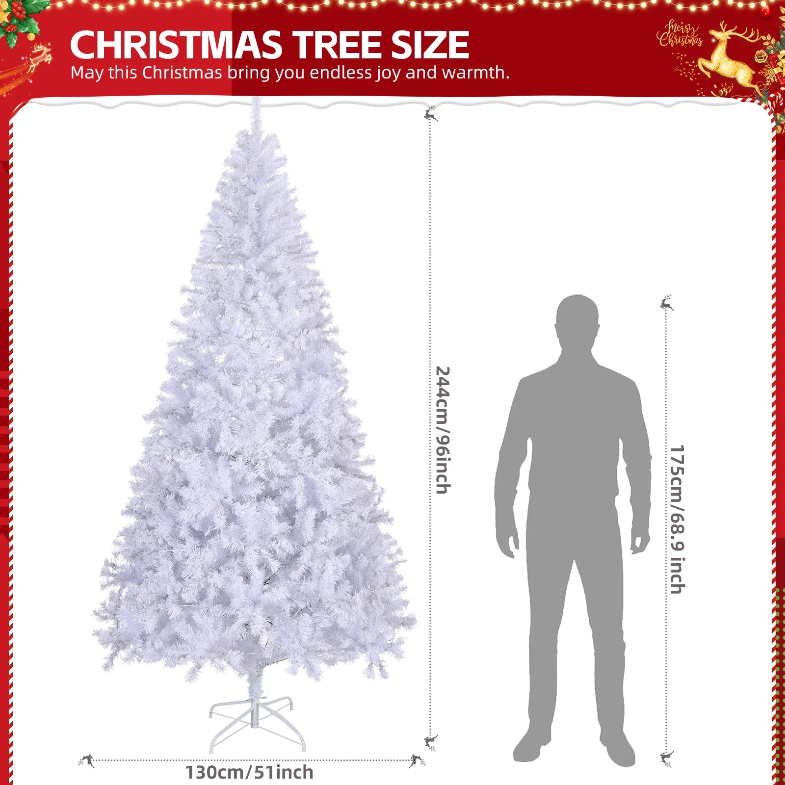 8 FT Pre-lit Artificial Christmas Tree, APP Controlled Xmas Tree Hinged Branches with 500 RGB Lights and 1500 Branch Tips, for H