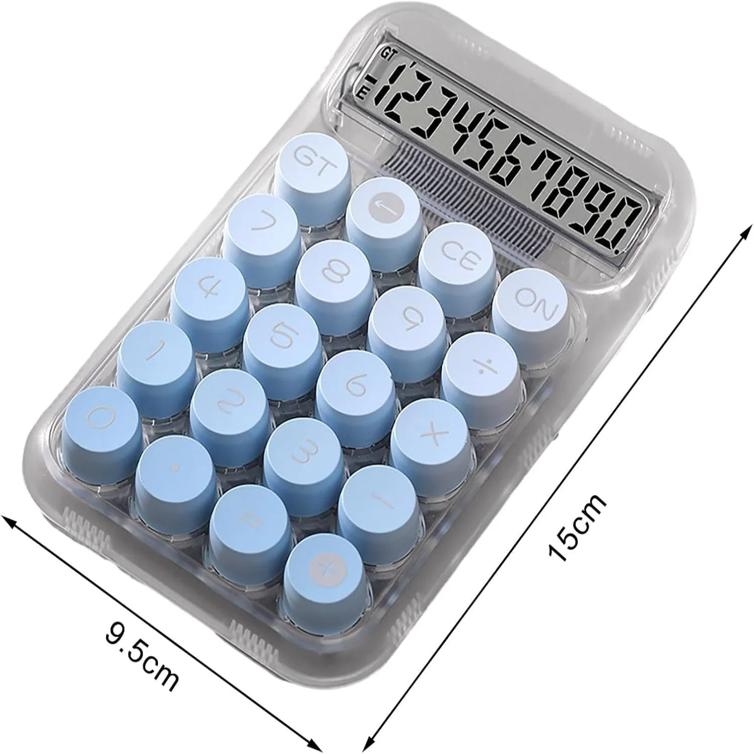 Calculadora de cor gradiente de volta às aulas, calculadora de mesa fofa, display LCD transparente mecânico, escola de escritório, violeta