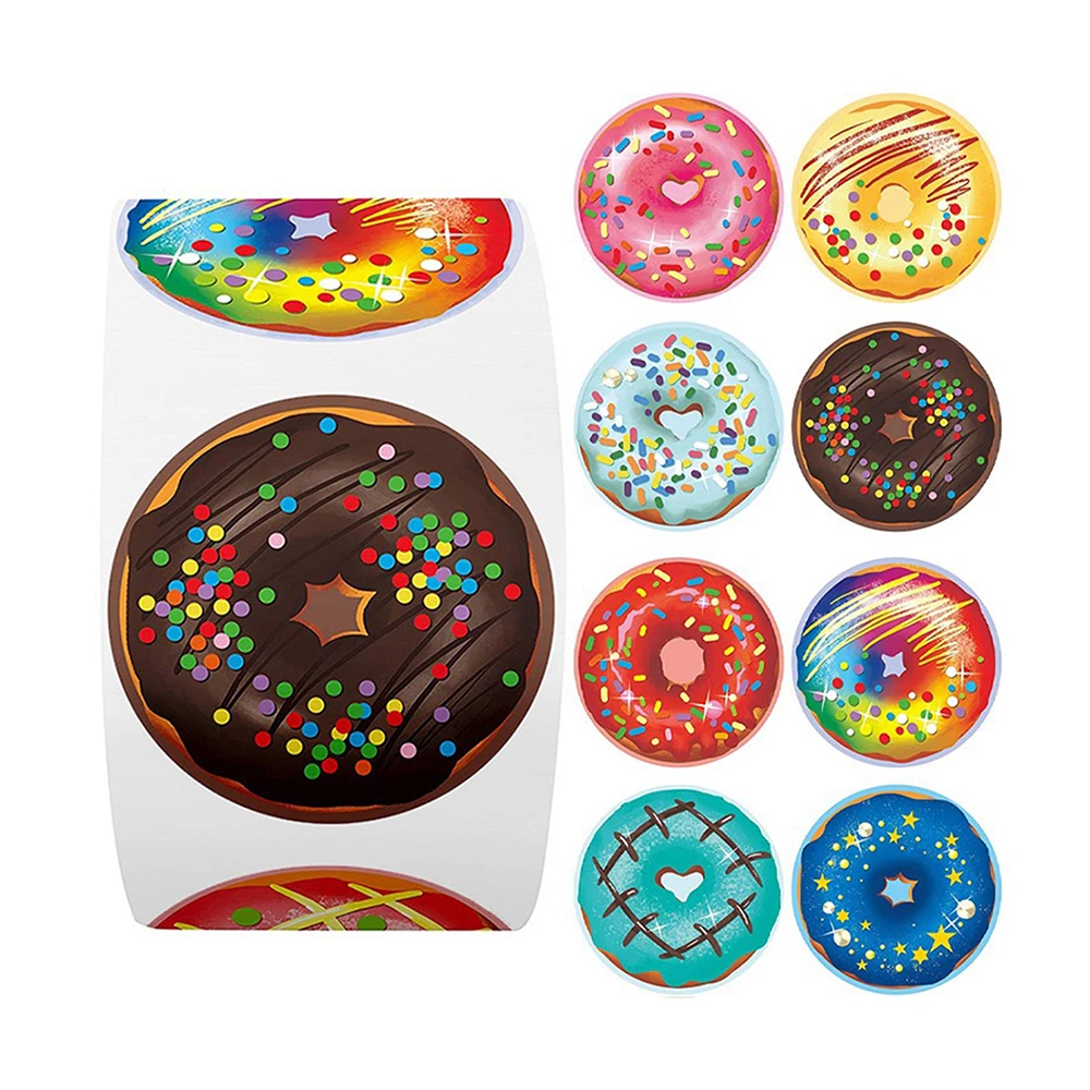 Donuts Sticker 1inch Colorful Kids Label Baking Store Decorations Classroom Teacher Encourage Student Reward Stickers