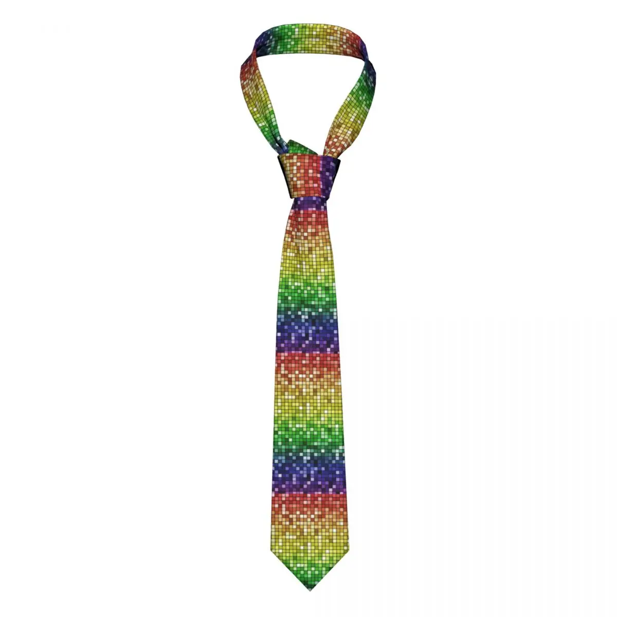 Rainbow Disco Ball Tie LGBT Sequin Print Blouse Design Neck Ties Party Polyester Silk Gift For Men Cravat