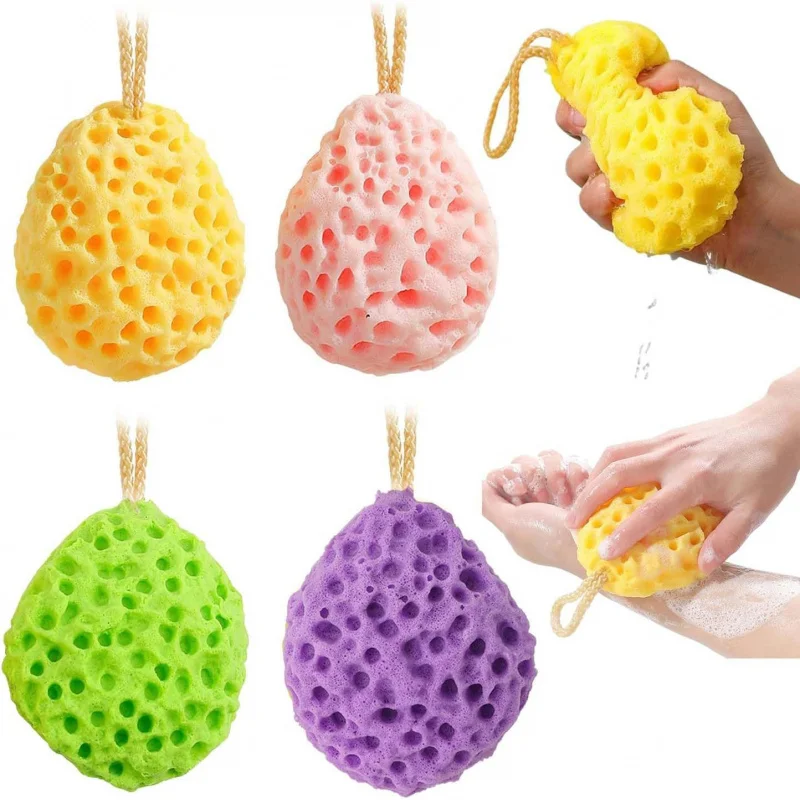 

【4Pcs Bath Mesh Pouf】Honeycomb Shower Sponge Set, Exfoliating Body Wash Scrubber for Soft Skin, Home Essentials