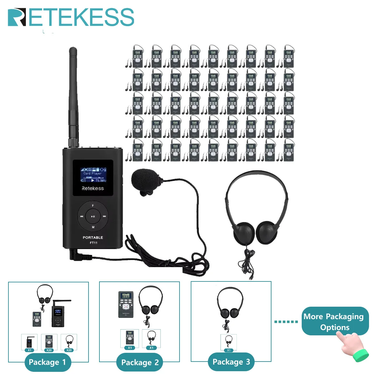 Retekess FT11 PR13 FM Transmitter Receiver TT003 MIC,Wireless Transmission System For Meeting Simultaneous Interpretation
