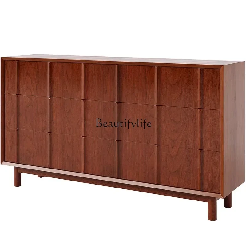 

LJY*Solid wood medieval style dining side cabinet, wall decoration, storage retro partition, living room entrance cabinet