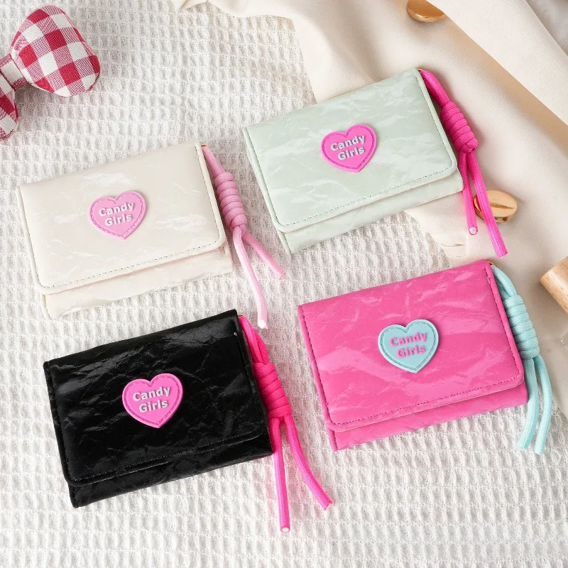 

Japanese Candy Girls Wallet Short Student ID Bank Card Holder Money Bag Wallets For Women Key Storage Purse Coin Purse 지갑