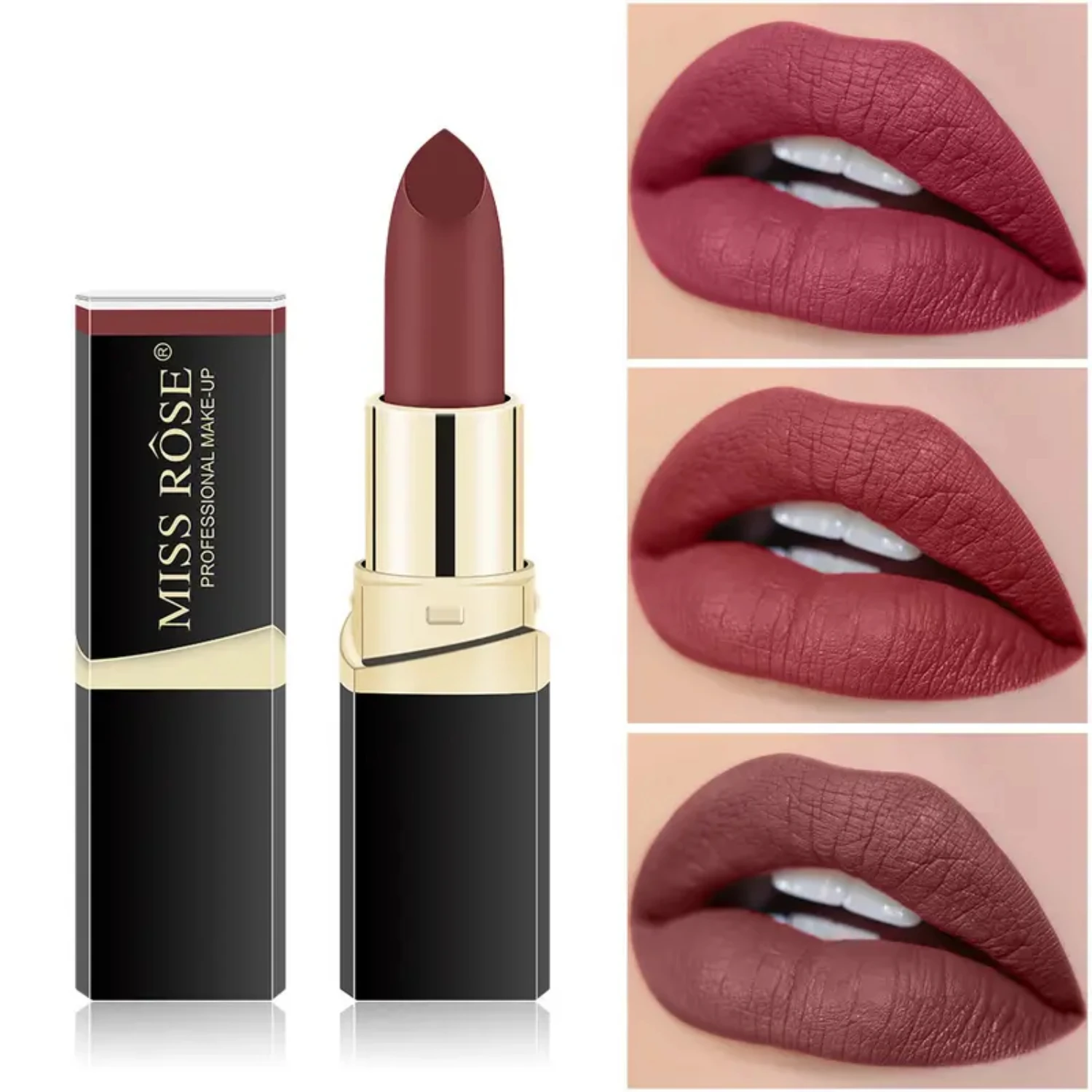 Velvety MISS ROSE Chocolate Matte Classic Sexy Lipstick – langanhaltender feuchtigkeitsspendender Lippenstift für ein makelloses Finish und Irresisti