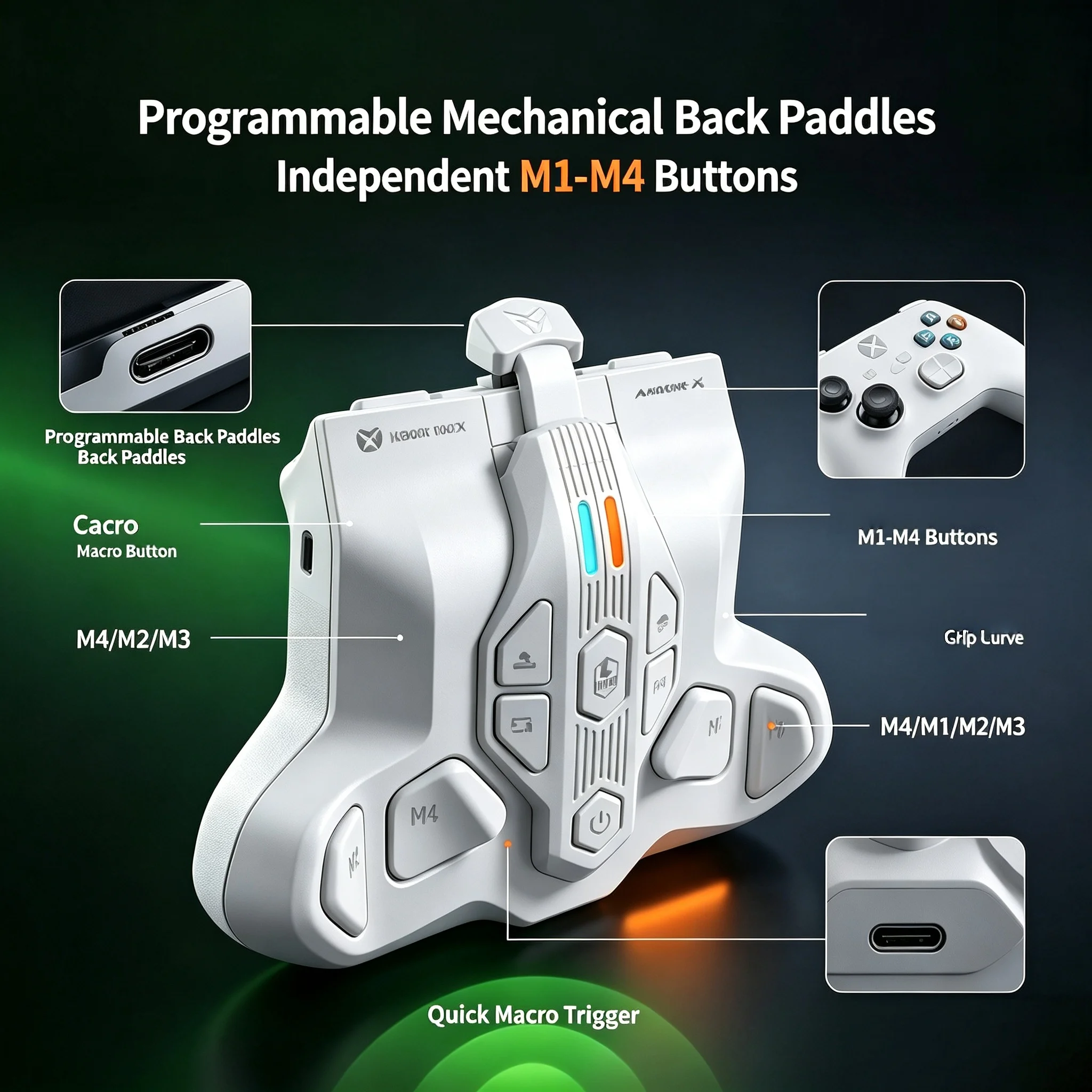 Zhanjia X Back Button Wireless Receiver for Xbox Series Controller, Programmable Macro Back Button Accessory
