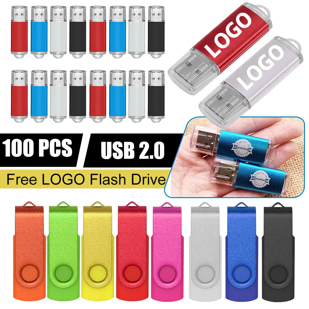 

100Pcs/lot USB Flash Drives 4GB 8GB Pen Drive 1GB 2GB Usb Sticks Pendrives 16GB Memory Flash Drive 32GB 64GB U Disk Free logo