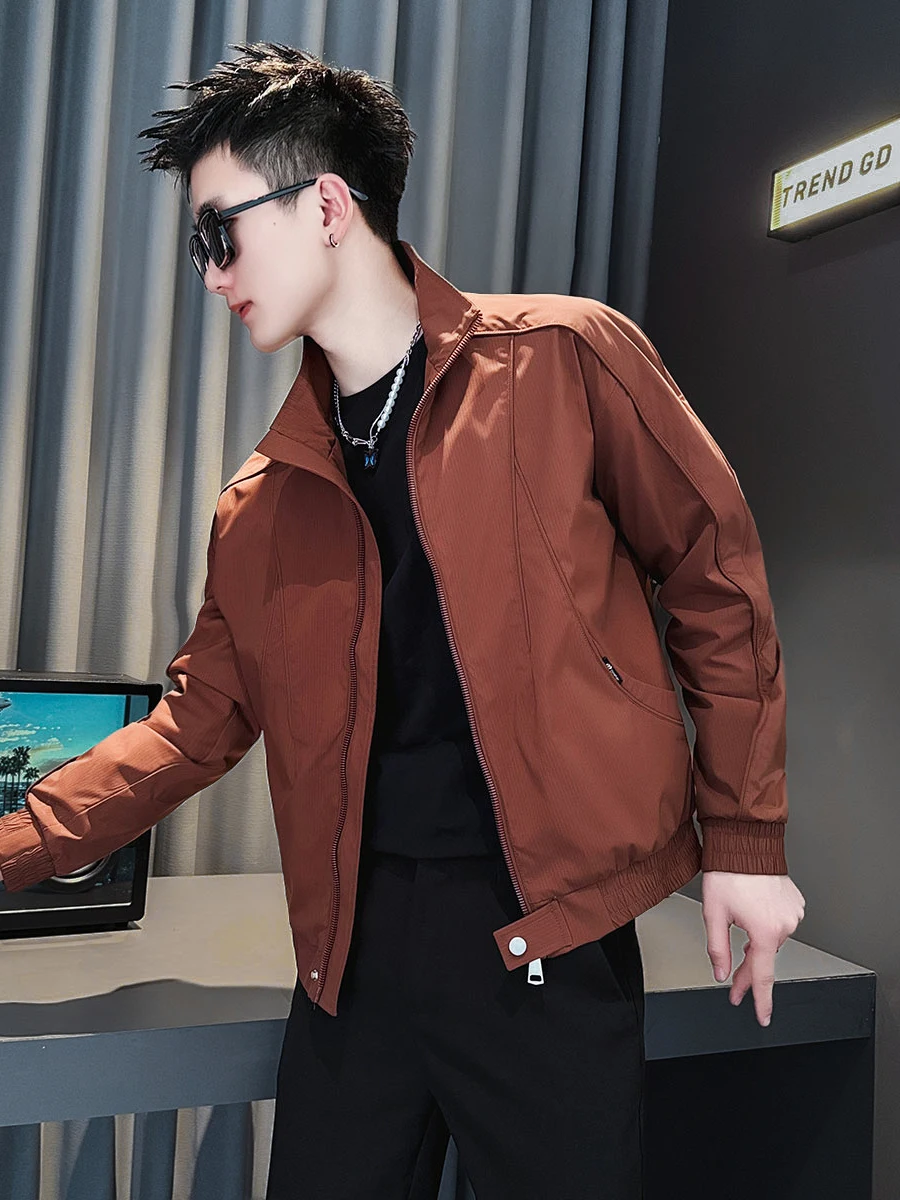 عارضة الوقوف طوق الرجال Jaet ربيع الخريف Faionable الكورية Sle سليم صالح مكافحة الرياح البوليستر طويل Sve سستة إغلاق