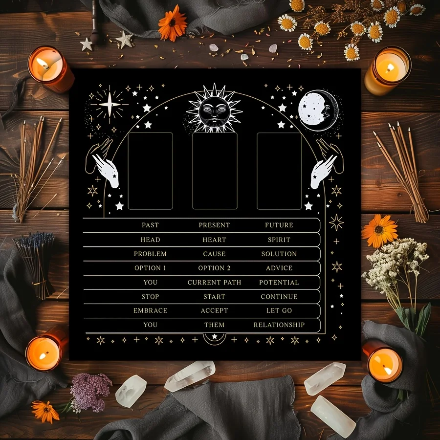 Spiritual Tarot Reading Cloth Mat for Divination Magic Crystal Witch Wicca Alt Decor 60x60cm Boho Astrology