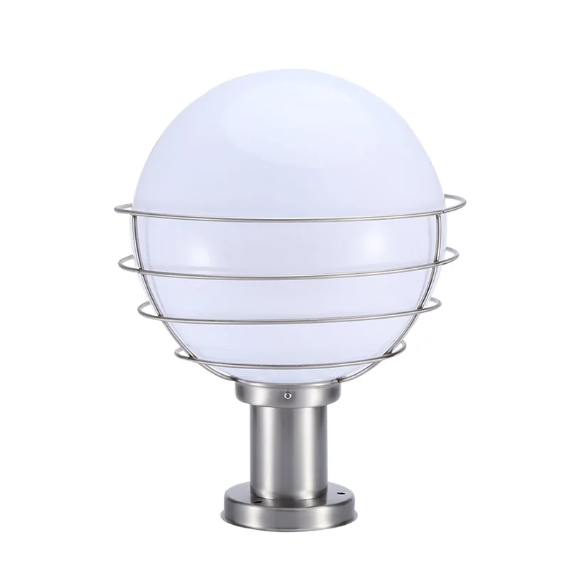 Outdoor ball shape column light white creative garden lamp fence residential corridor yard E27 lights