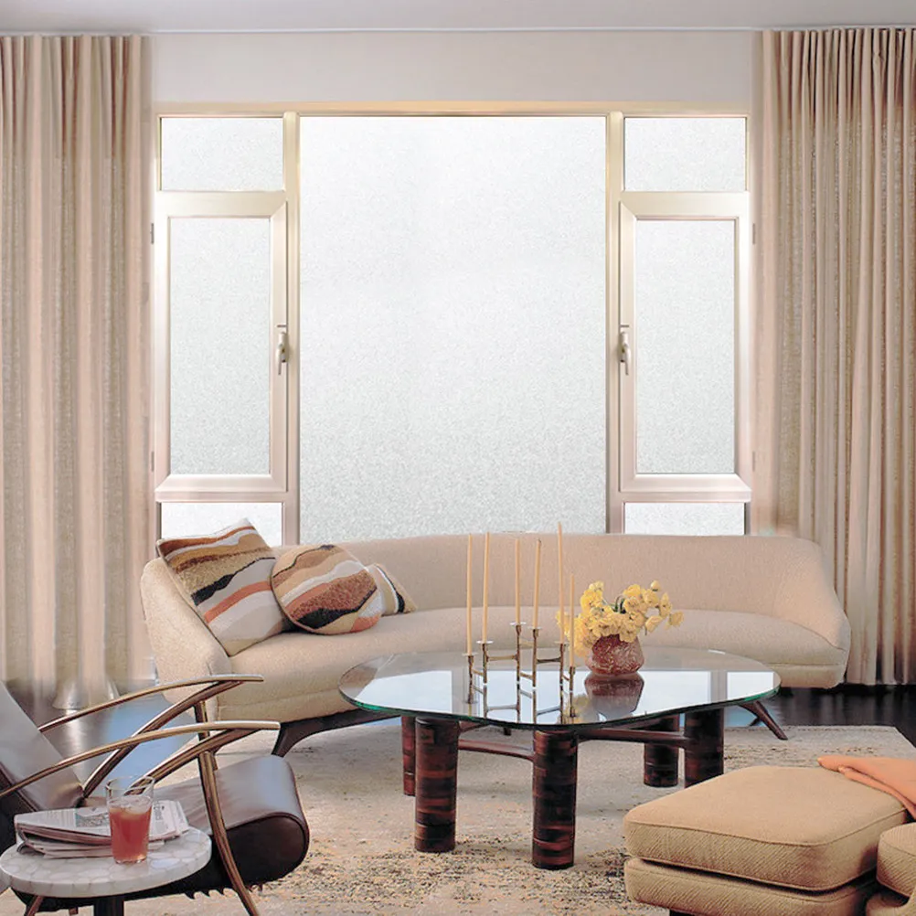 Pure Frosted Glass Sticker Self-Adhesive Privacy Window Film for Bathroom Bedroom Waterproof Uv Protection No Residue Easy Peel