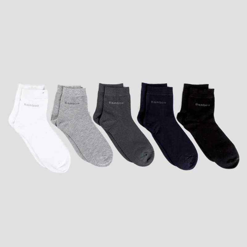 10 Pairs Fashion Solid Men Casual Business Anti-Bacterial Breathable Men's Crew Socks High Quality Men's Bamboo Fiber Socks