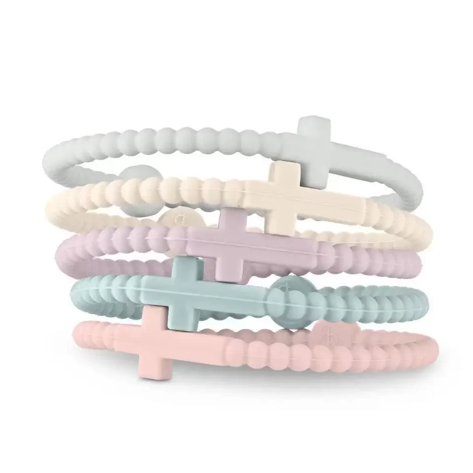 

5PCS/Set Fashion Simple Macaron Color Cross Bracelets for Women Men Jesus Silicone Bracelets Friendship Jewelry Gifts