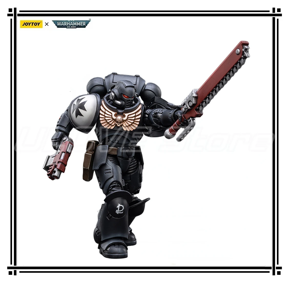 

В наличии оригинальная экшн-фигурка JOYTOY 40K Space Marines Black Templars Outriders Brother Valtus 1/18, модель игрушки в подарок