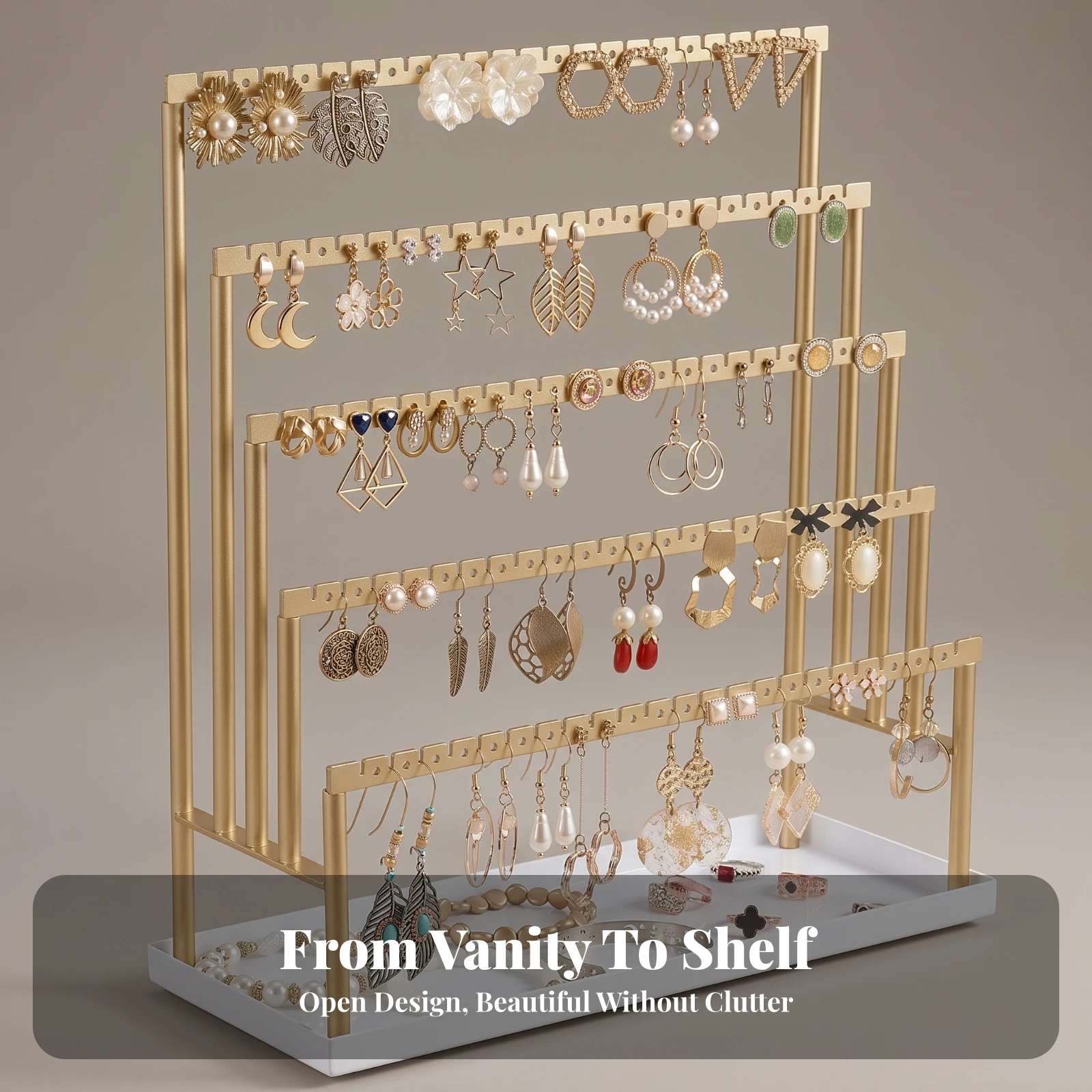 Earring Holder with Slots Stylish Earring Organizer Jewelry Display Stand with Base Space-Saving Sturdy for Countertop, Vanity