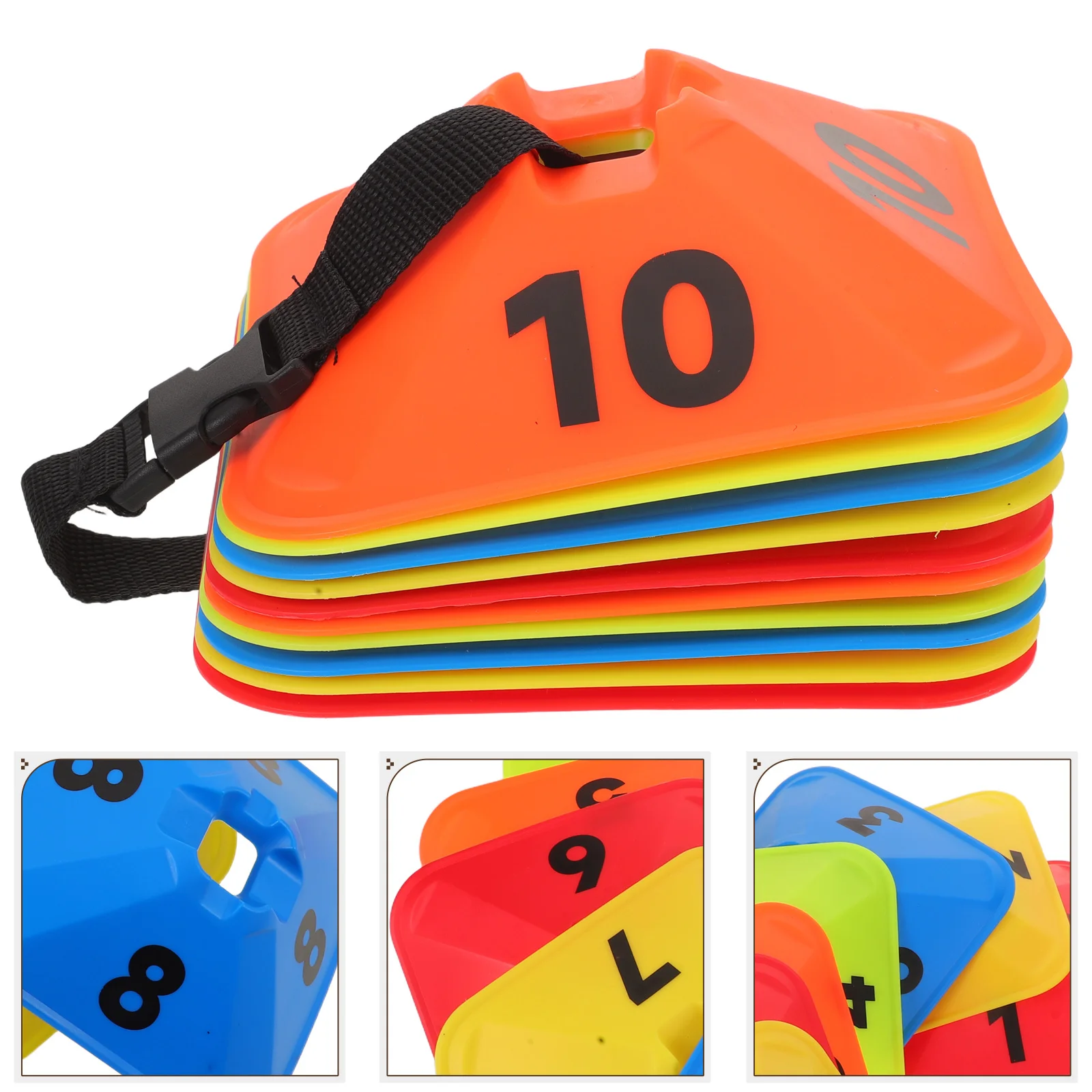 

10Pcs Numbered Square Flower Edge Markers Soccer Basketball Training Cones Visibility Stability Indoor Outdoor