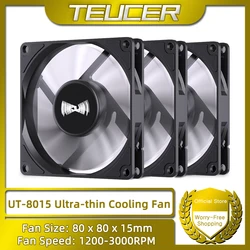 TEUCER UT-8015 Ultra-thin Fan, 12V 4Pin PWM 1200-3000RPM ATX Case Cooling Fan, CPU Radiator Quiet Fan