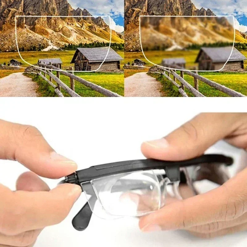 1pcs New Adjustable Strength Lens Eyewear Variable Focus Distance Vision Zoom Glasses Protective  Eyewear Reading Glasses